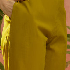 Stylum Women's Yellow Solid Printed Voile Straight Kurta Pant Set (KPYELLOWYODA)