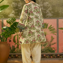 Stylum Women's Red Floral Printed & Embroidered Cotton A-Line Kurti Farshi Salwar Set (KSREDALIZA)