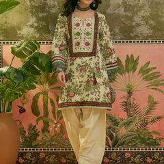 Stylum Women's Red Floral Printed & Embroidered Cotton A-Line Kurti Farshi Salwar Set (KSREDALIZA)