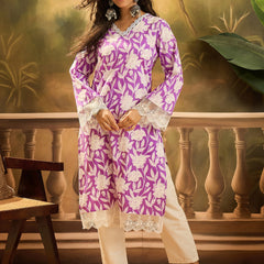 Stylum Women's Purple Floral Printed Cotton Straight Kurta (PURPLEGALI)