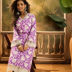 Stylum Women's Purple Floral Printed Cotton Straight Kurta (PURPLEGALI)