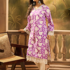Stylum Women's Purple Floral Printed Cotton Straight Kurta (PURPLEGALI)