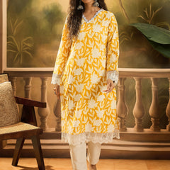 Stylum Women's Yellow Floral Printed Cotton Straight Kurta (YELLOWGALI)