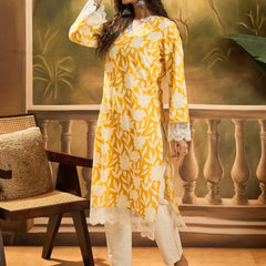 Stylum Women's Yellow Floral Printed Cotton Straight Kurta (YELLOWGALI)