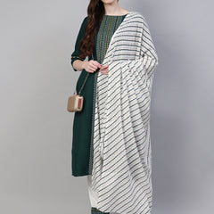 Stylum Women's Printed Cotton Straight Kurta Pant Dupatta Set (01F-greenkpd)