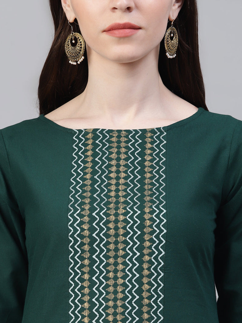 Cotton Straight Kurta Pant Dupatta Set