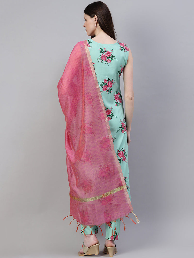 Stylum Women's Printed Rayon Straight Kurta Pant Dupatta Set (01umkpdset)