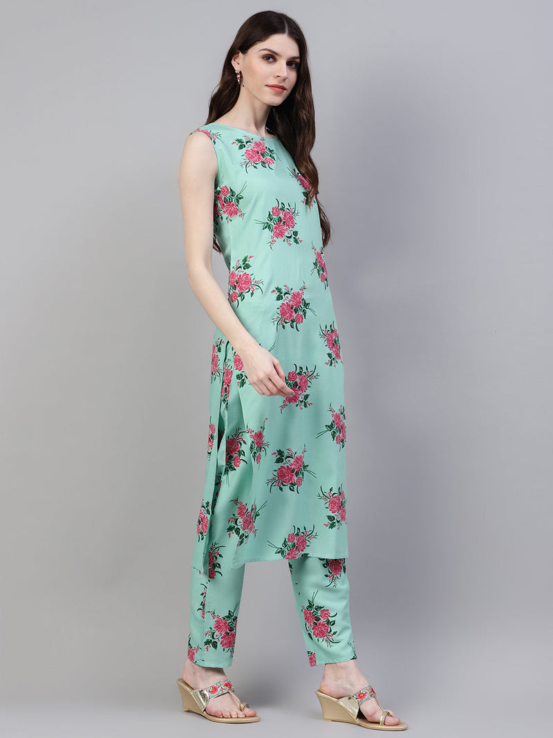 Stylum Women's Printed Rayon Straight Kurta Pant Dupatta Set (01umkpdset)