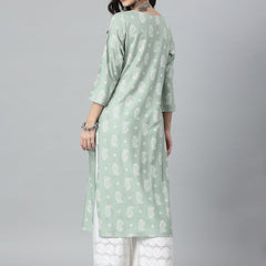 Stylum Women's Paisley Printed Rayon Straight Kurta (AGROSWISS)