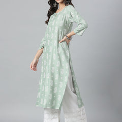 Stylum Women's Paisley Printed Rayon Straight Kurta (AGROSWISS)