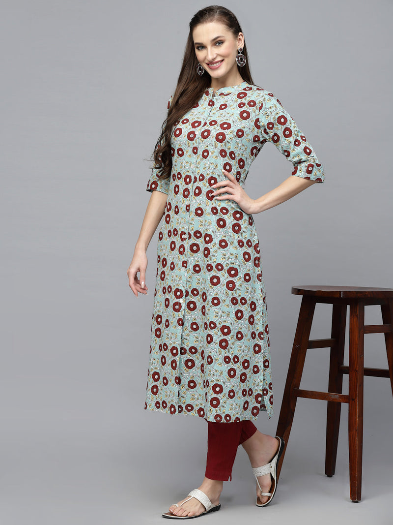 Stylum Women's Printed Cotton A-Line Kurta (ALICEICE)