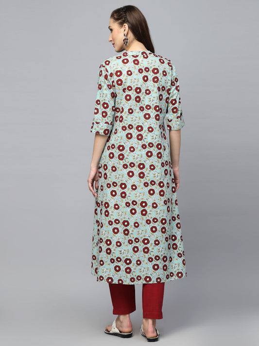 Stylum Women's Printed Cotton A-Line Kurta (ALICEICE)