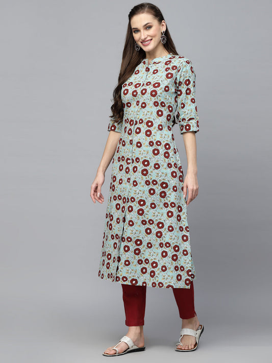 Stylum Women's Printed Cotton A-Line Kurta (ALICEICE)