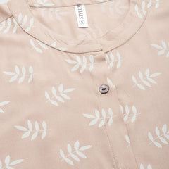 Stylum Women's Printed Rayon A-Line Kurta (BEIGENEMO)