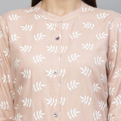 Stylum Women's Printed Rayon A-Line Kurta (BEIGENEMO)