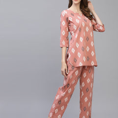 Print Rayon Night Suit Set