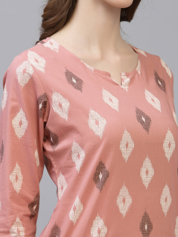 Stylum Women's Ikat Print Rayon Night Suit Set (BLUSHIKAT)