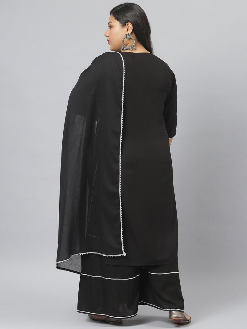 Rayon Straight Kurta Sharara Dupatta Set