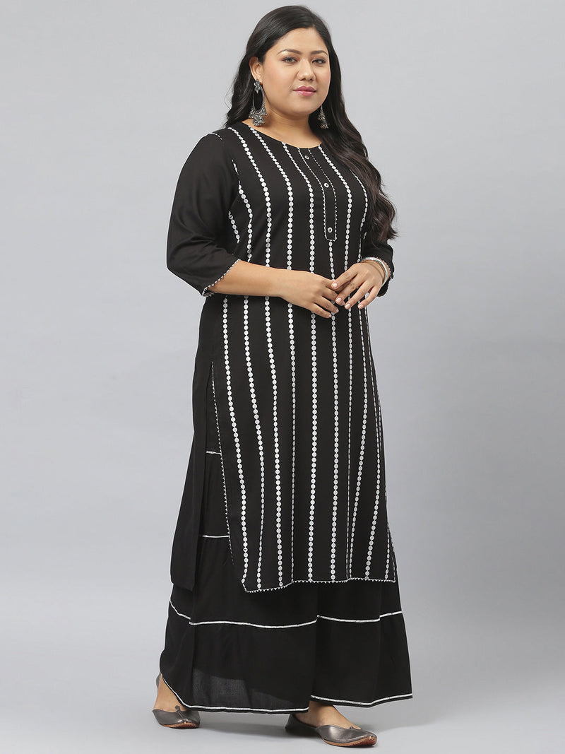 Straight Kurta Sharara Dupatta Set