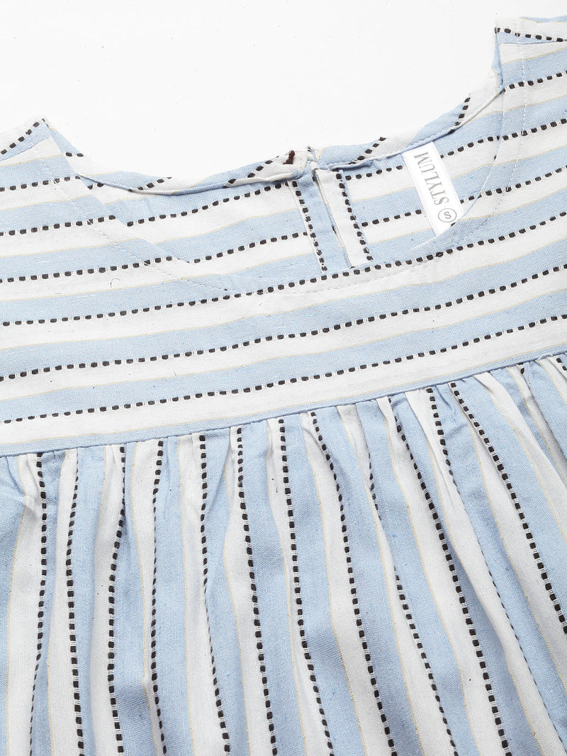 Striped Cotton Blend Top and Pant Set