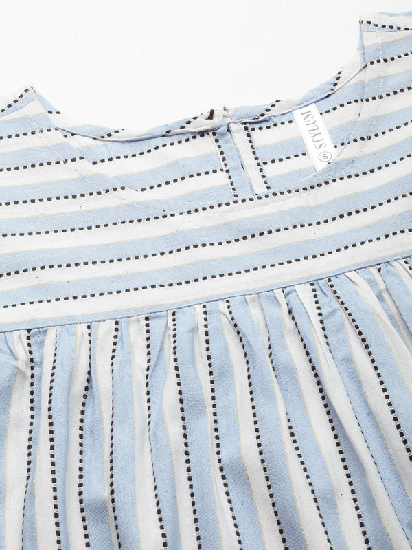 Striped Cotton Blend Top and Pant Set