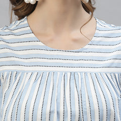 Stylum Women's Self Woven Striped Cotton Blend Top and Pant Set (CORDNAILA)