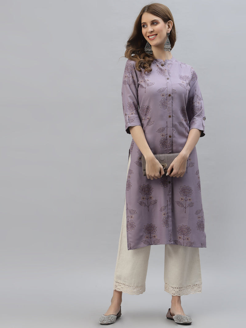 Stylum Women's Floral Printed Rayon Straight Kurta (DOLLYIRIS)