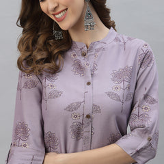 Stylum Women's Floral Printed Rayon Straight Kurta (DOLLYIRIS)