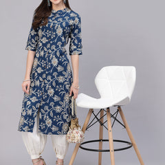 Stylum Women's Floral Print Rayon A-Line Kurta (FIONATEAL)