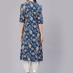Stylum Women's Floral Print Rayon A-Line Kurta (FIONATEAL)