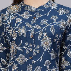 Stylum Women's Floral Print Rayon A-Line Kurta (FIONATEAL)