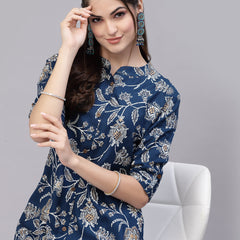 Stylum Women's Floral Print Rayon A-Line Kurta (FIONATEAL)