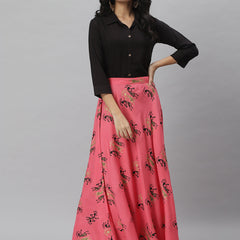 Stylum Women's Solid Rayon Shirt Skirt Set (Figurelahangaset)