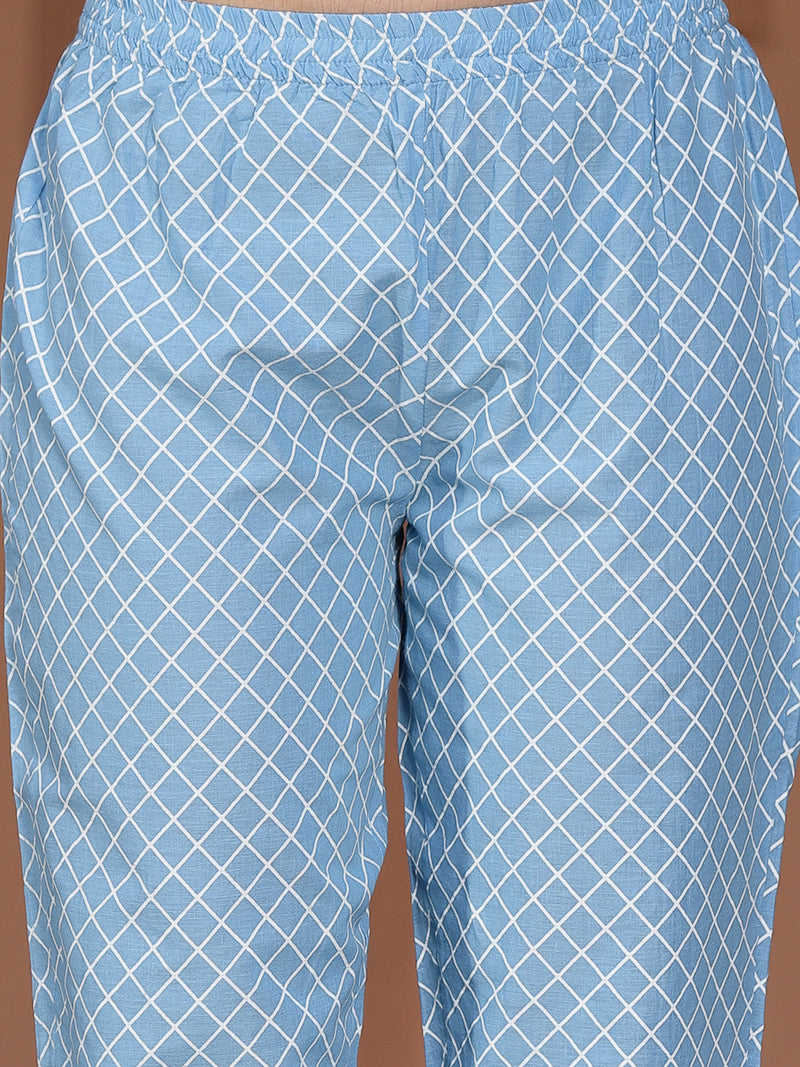 Cotton Straight Kurta Pant Dupatta Set