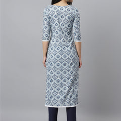 Stylum Women's Floral Printed Rayon Straight Kurta (Indublue)