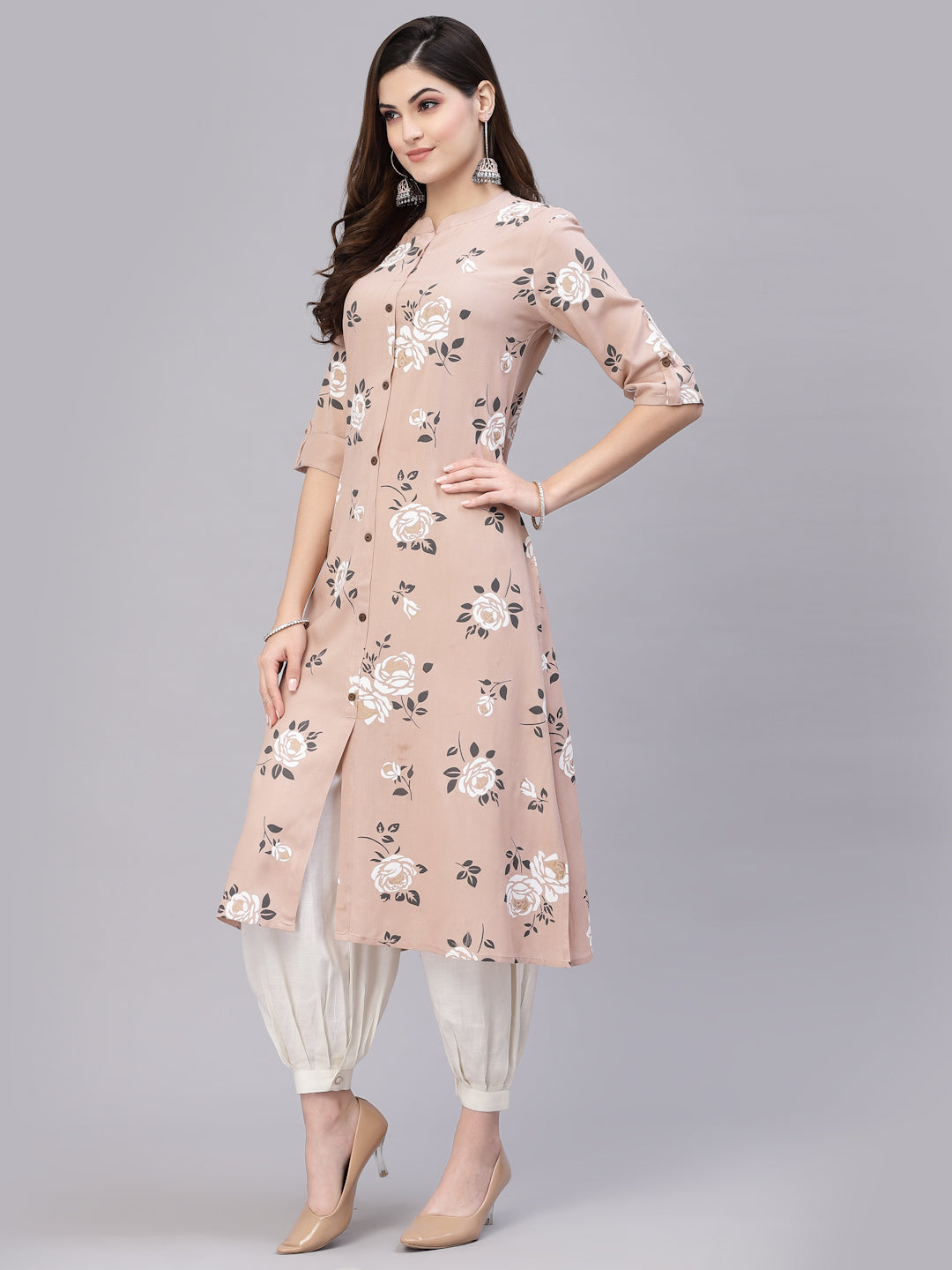 Stylum Women's Floral Printed A-Line Kurta (JIOBEIGE)