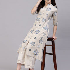 Stylum Women's Floral Printed A-Line Kurta (JIOGREY)