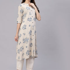 Stylum Women's Floral Printed A-Line Kurta (JIOGREY)