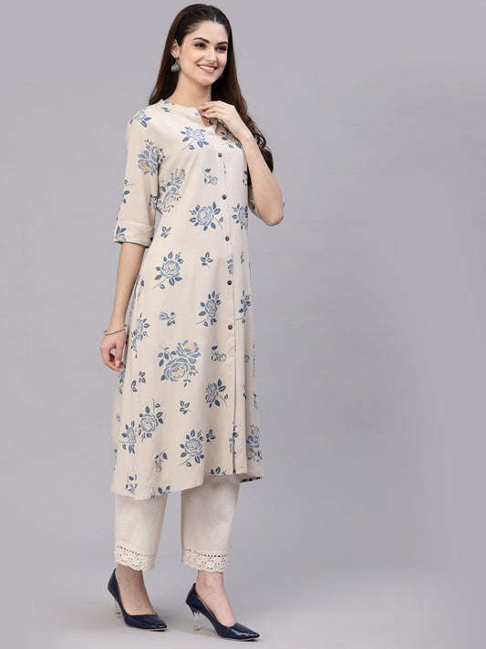 Stylum Women's Floral Printed A-Line Kurta (JIOGREY)