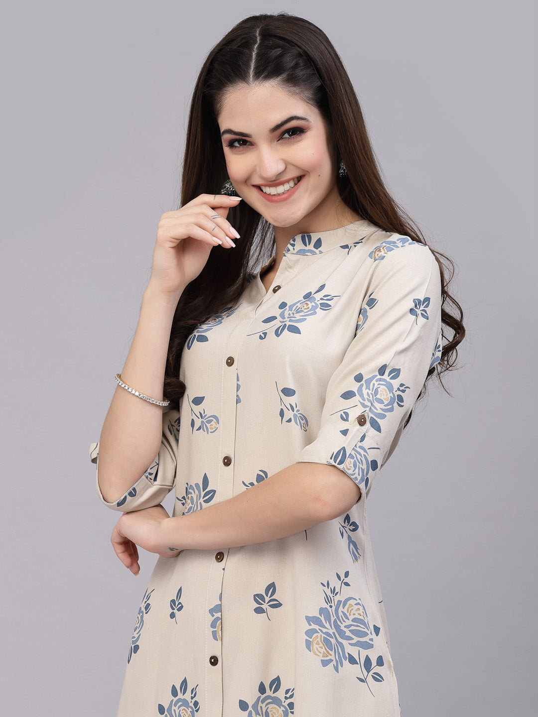 Stylum Women's Floral Printed A-Line Kurta (JIOGREY)