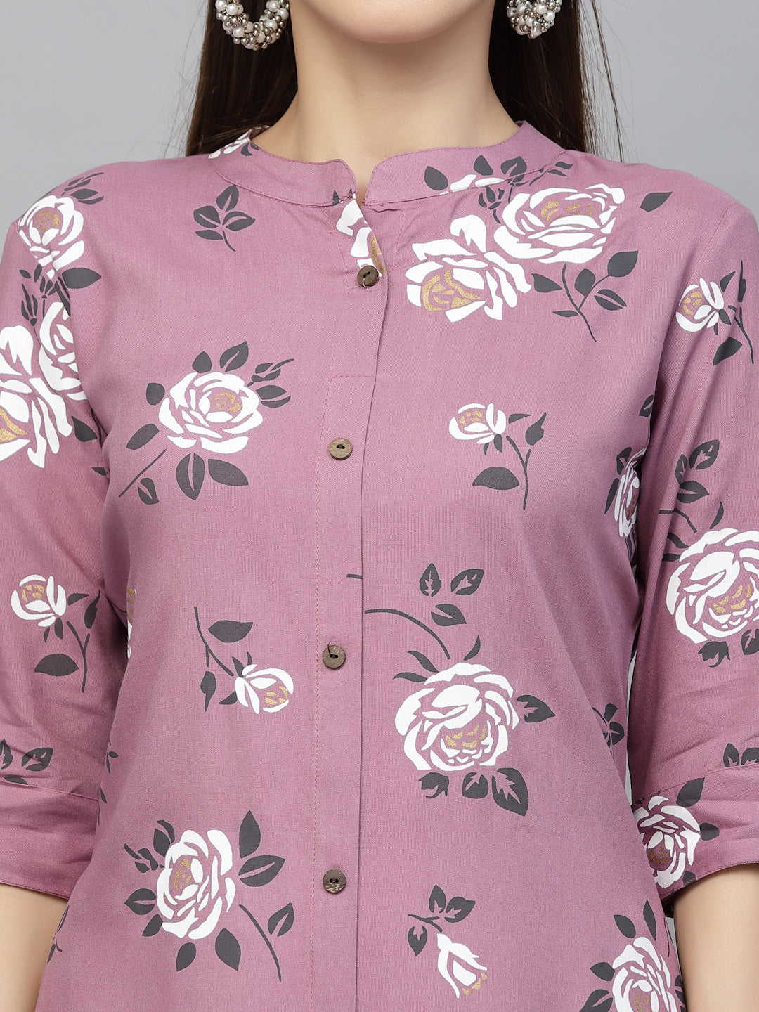 Stylum Women's Floral Printed A-Line Kurta (JIOMAUVE)