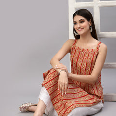 Stylum Women's Rust Printed Cotton Kurta (JOLACOLOR)