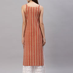 Stylum Women's Rust Printed Cotton Kurta (JOLACOLOR)