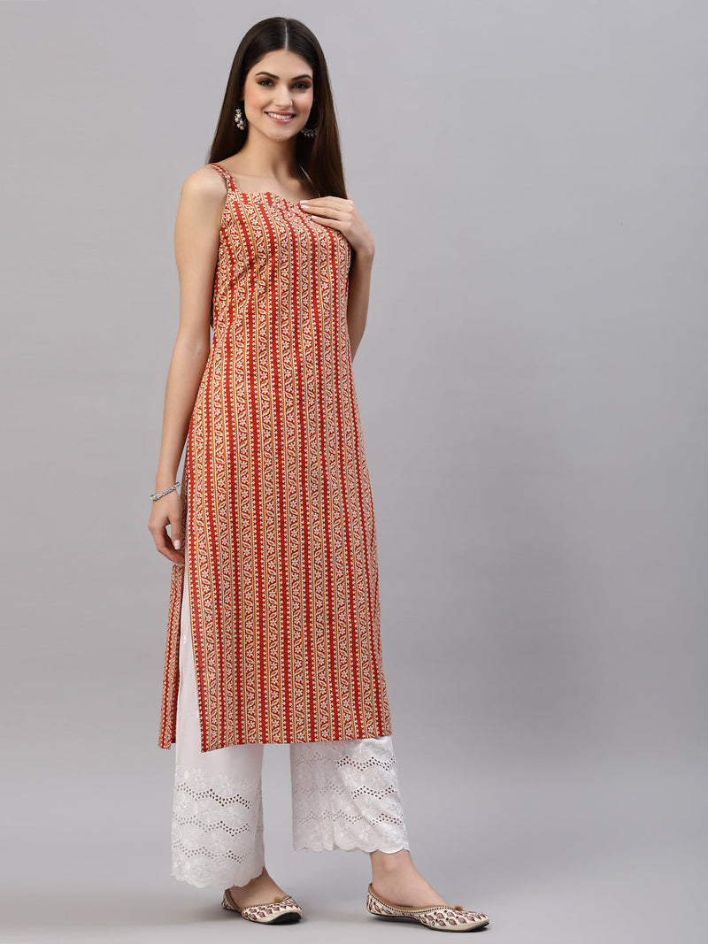 Stylum Women's Rust Printed Cotton Kurta (JOLACOLOR)