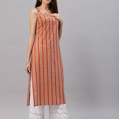 Stylum Women's Rust Printed Cotton Kurta (JOLACOLOR)