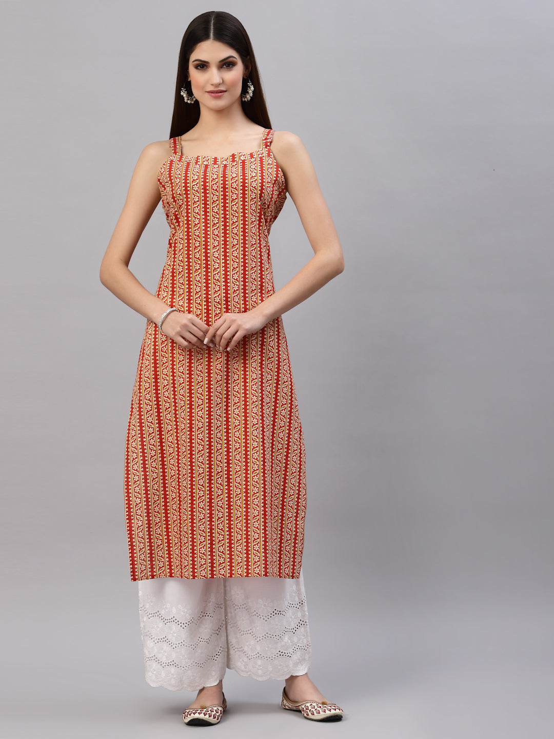 Stylum Women's Rust Printed Cotton Kurta (JOLACOLOR)