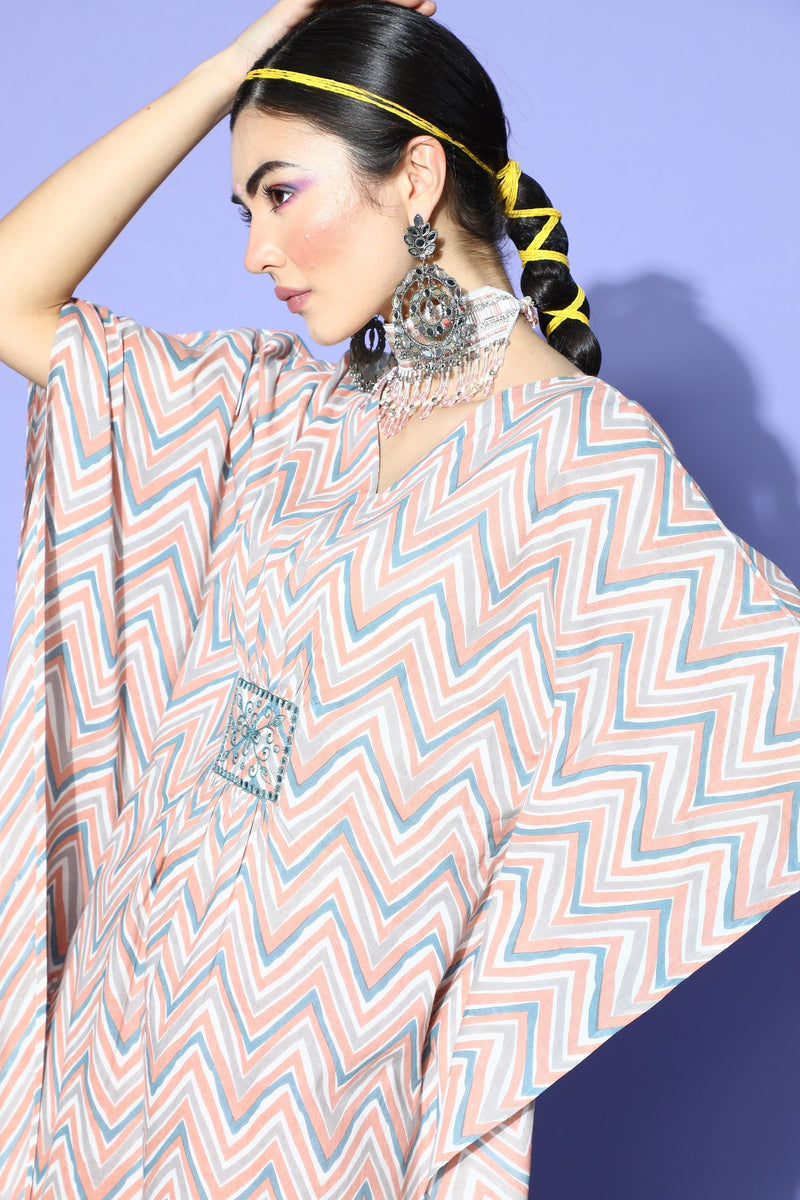 Stylum Women's Stripes Printed Cotton Kaftan Kurta  (KAFT4TIPSY)