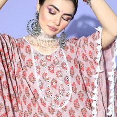 Stylum Women's Floral Printed Cotton Kaftan Kurta (KAFTMORISH)