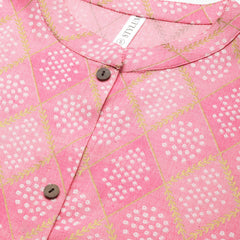 Stylum Women's Bandhani Printed Cotton Blend Straight Kurta (KESARPINK)