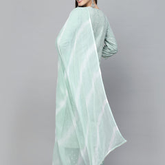 Stylum Women's Bandhej Printed Rayon Kurta Pant Dupatta Set (KPDAGROLEMON)